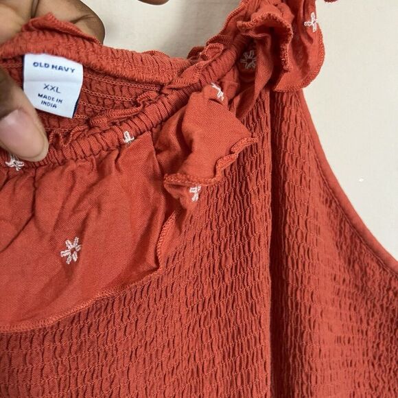 Old Navy Maxi Dress XXL Smocked Daisy Embroidered Long Tiered Cottagecore Boho - Picture 4 of 7